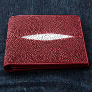 Red Burgundy Genuine Stingray Skin Leather Wallet