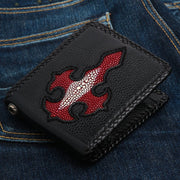red stingray skin cross chain wallet